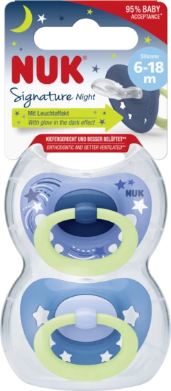 NUK Beruhigungssauger Signature Night, Blau 6-18 Monate