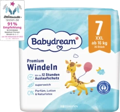 Premium Windeln Größe 7 XXL, 26 Stück, Ab 16 Kg